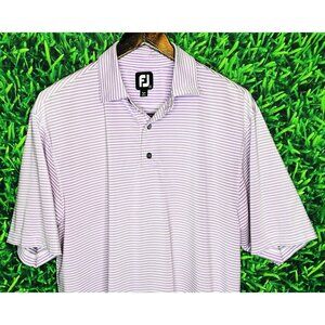 FootJoy FJ Performance Polo Golf Shirt Men’s Large Purple White Striped Stretch